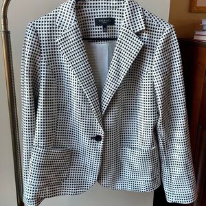 Talbots Size L Petite Black White Checkered Blazer